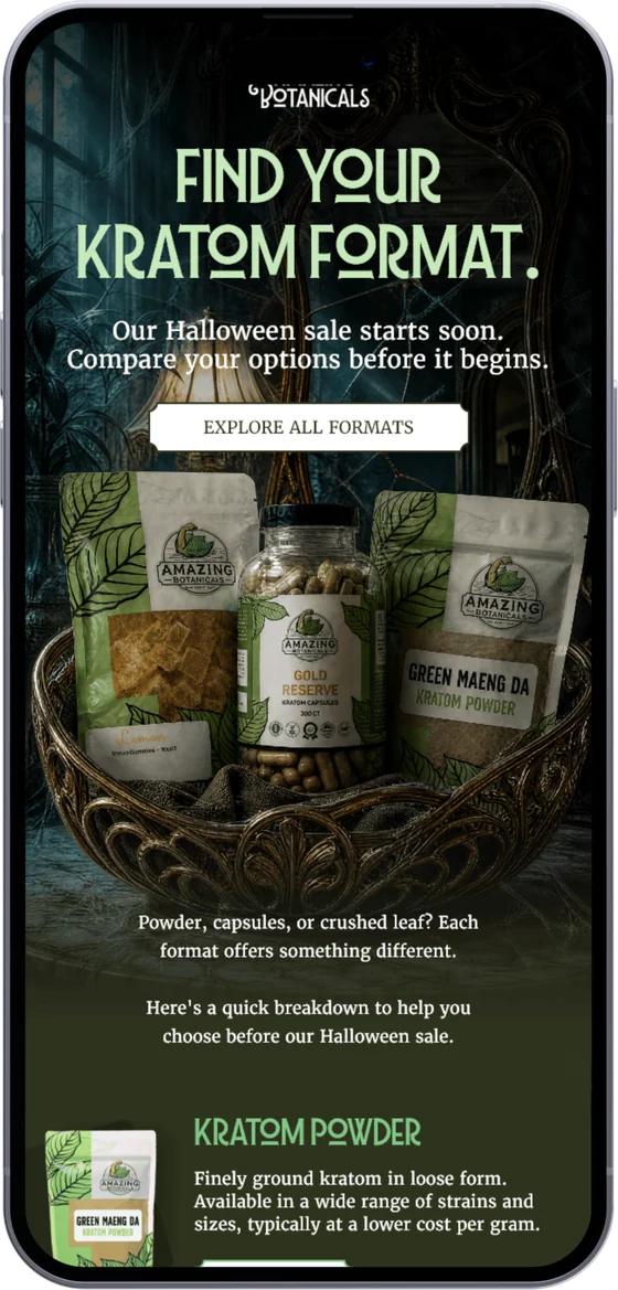 Amazing Botanicals email on a phone