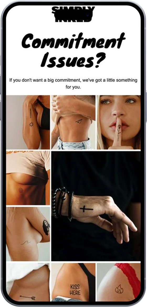 SimplyInked email on a phone